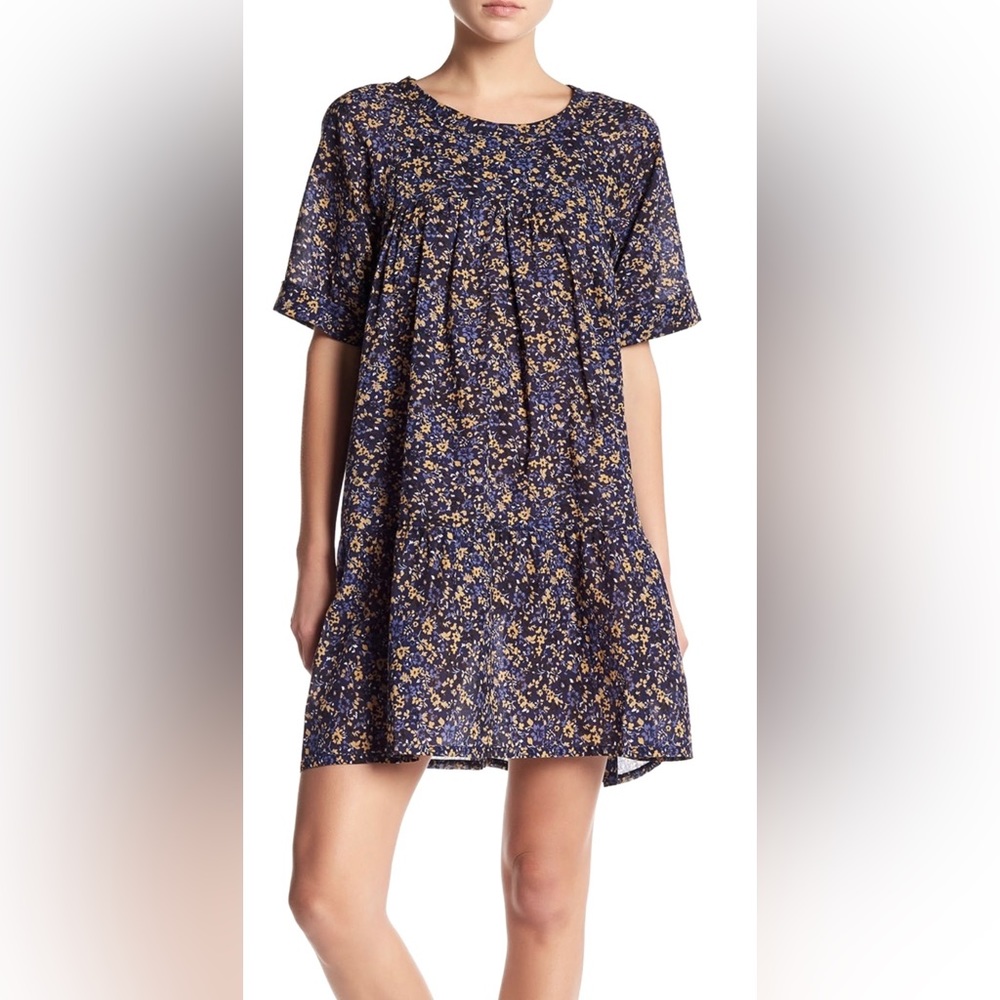 Current Elliott The Raglan Tee Dress in Floral Field 100% Cotton